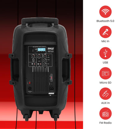 Wireless PA Speaker System 500W, Bluetooth, 15" Woofer, Party Lights