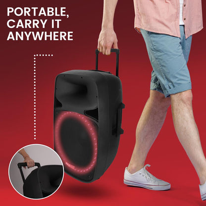 Wireless PA Speaker System 500W, Bluetooth, 15" Woofer, Party Lights