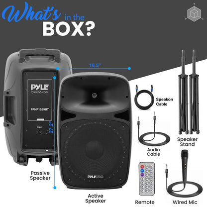 Wireless PA Speaker System 500W, Bluetooth, 15" Woofer, Party Lights