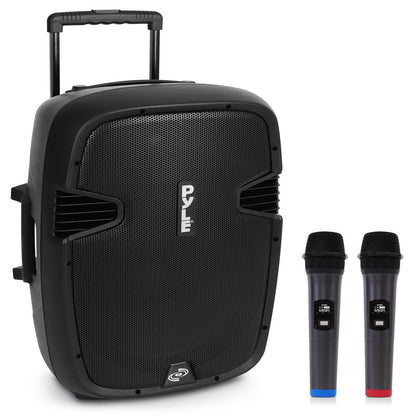 Portable 1600W Bluetooth PA Speaker, Rechargeable, 2 Mics, Wheels
