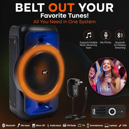 Bluetooth Party Speaker, Powerful Sound, TWS, LED Lights, Portable