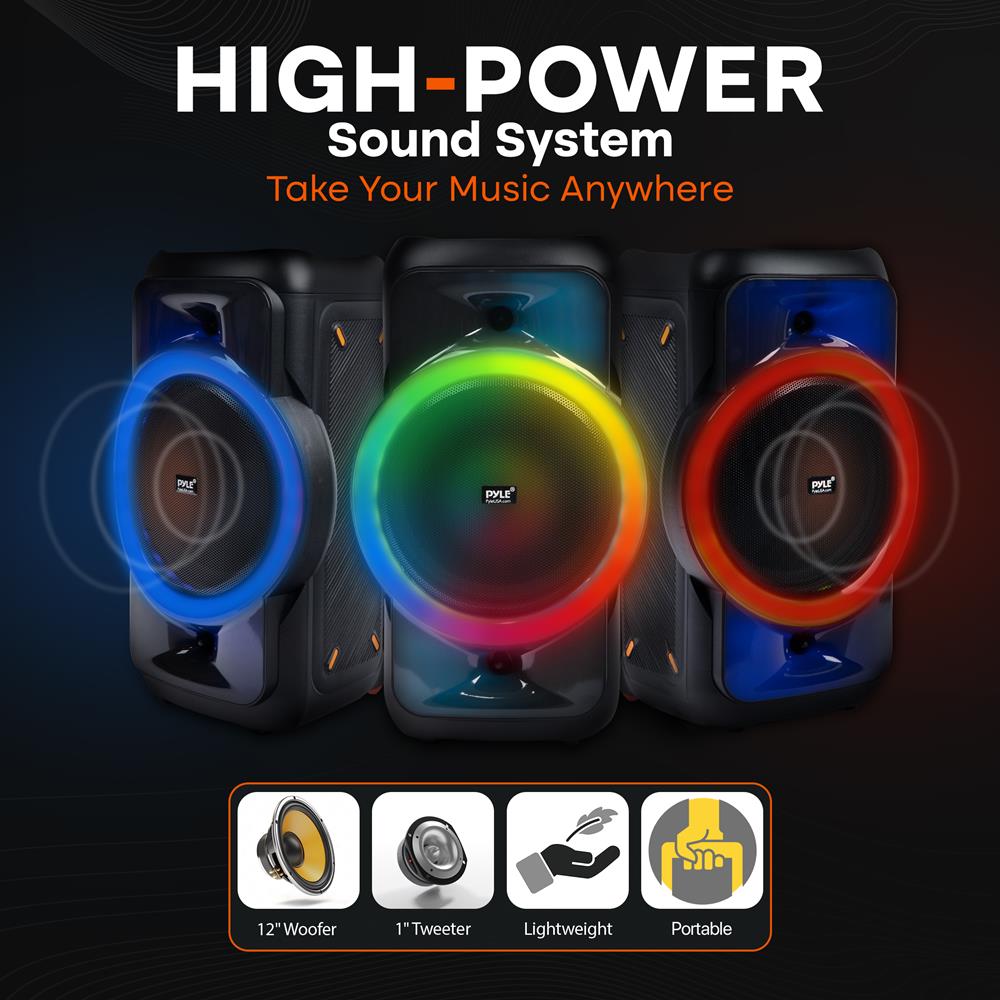 Bluetooth Party Speaker, Powerful Sound, TWS, LED Lights, Portable - Thumbnail 5