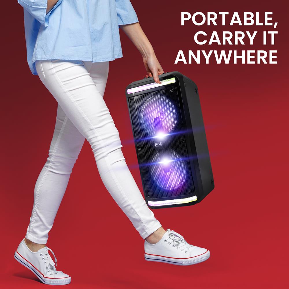 Bluetooth Portable Stereo Karaoke Speaker with Wired Mic, 6.5’’ Subwoofers, 500 Watt, Black - Thumbnail 2