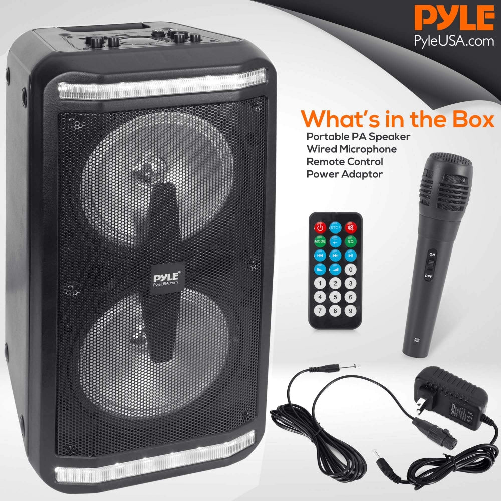 Bluetooth Portable Stereo Karaoke Speaker with Wired Mic, 6.5’’ Subwoofers, 500 Watt, Black - Thumbnail 4