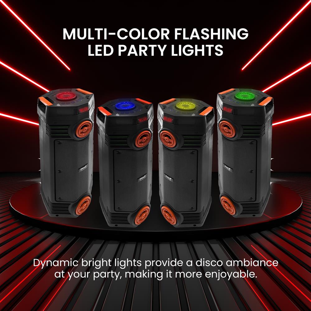 Portable Bluetooth PA Speaker 300W Rechargeable LED Lights Indoor/Outdoor - Thumbnail 4