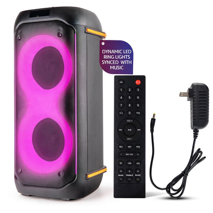 Bluetooth PA Speaker 160W Rechargeable Battery Dual 6.5" LED Lights