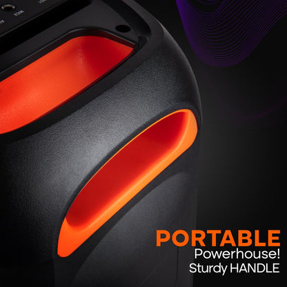 Bluetooth PA Speaker 160W Rechargeable Battery Dual 6.5" LED Lights