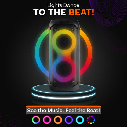 Bluetooth PA Speaker 160W Rechargeable Battery Dual 6.5" LED Lights