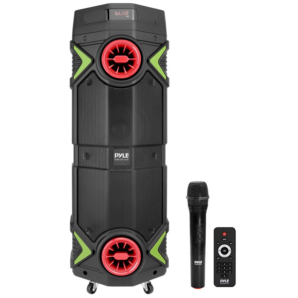 Portable Bluetooth PA Speaker with LED Lights and Dual 8" Subwoofers