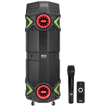 Portable Bluetooth PA Speaker 400W Rechargeable LED Lights 8" Dual Subwoofer