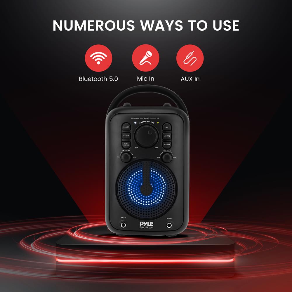 4" Wireless Speaker, Big Bass, Bluetooth 5.0, 2 Mics, Portable Karaoke System - Thumbnail 3