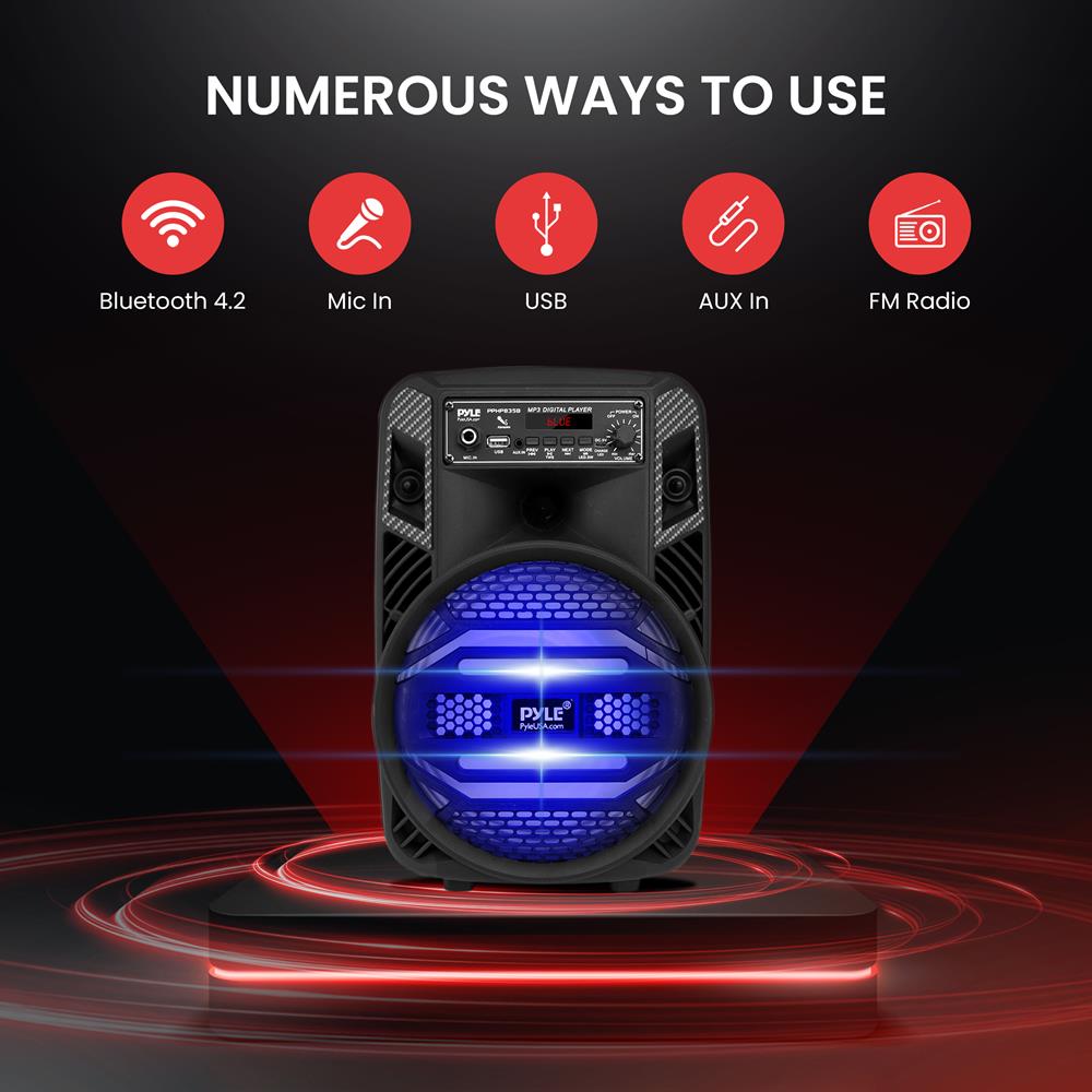 Portable Bluetooth PA Speaker 300W Rechargeable LED Lights 8