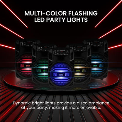 Portable Bluetooth PA Speaker 300W Rechargeable LED Lights 8" Subwoofer