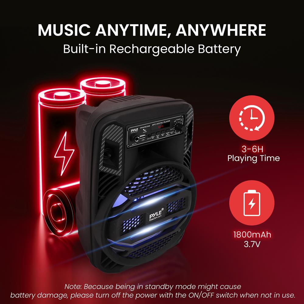 Portable Bluetooth PA Speaker 300W Rechargeable LED Lights 8