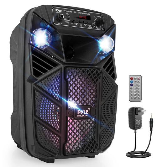 Bluetooth PA Speaker 300W Rechargeable 8" Subwoofer LED Lights