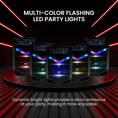 400W Bluetooth PA Speaker Rechargeable 8" Subwoofer LED Lights