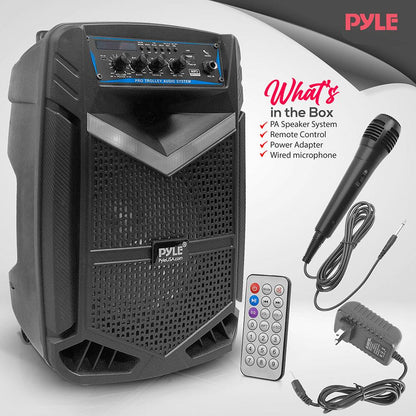 400W Bluetooth PA Speaker Rechargeable 8" Subwoofer LED Lights