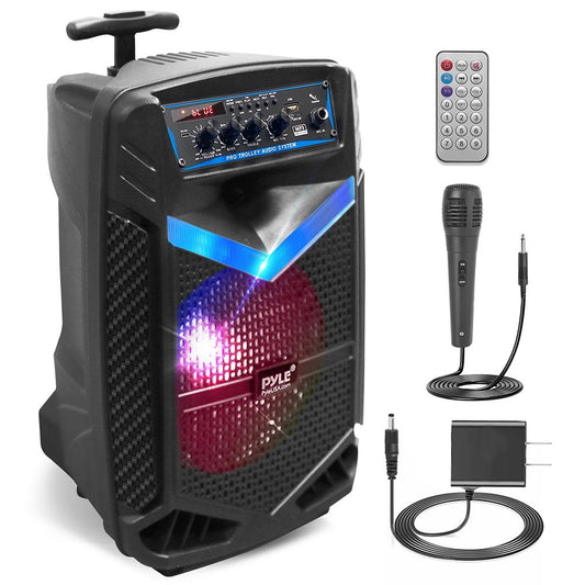 400W Bluetooth PA Speaker Rechargeable 8" Subwoofer LED Lights