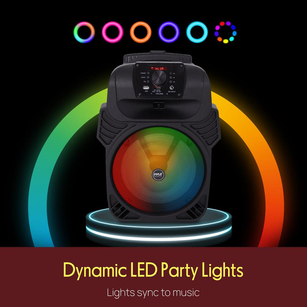 Portable Bluetooth PA Speaker 400W Rechargeable LED Lights – Pyle USA