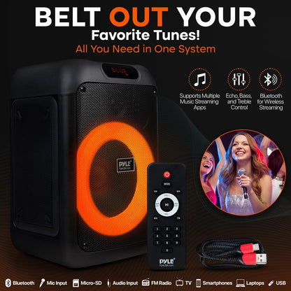 Bluetooth Party Speaker, Powerful Bass, TWS, LED Lights, Portable, 100W