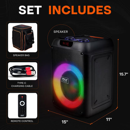 Bluetooth Party Speaker, Powerful Bass, TWS, LED Lights, Portable, 100W