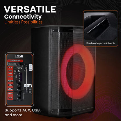 Portable Bluetooth Speaker, Hi-Fi Sound, 8" Woofer, LED Lights, 120W