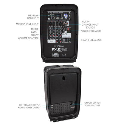 600W 8-Ch Bluetooth PA Speaker Kit, Dual 8" Subwoofers, USB/MP3 Reader