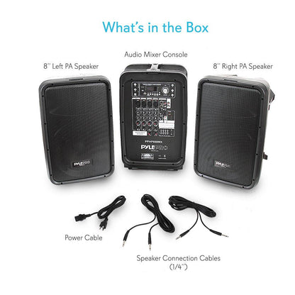 600W 8-Ch Bluetooth PA Speaker Kit, Dual 8" Subwoofers, USB/MP3 Reader