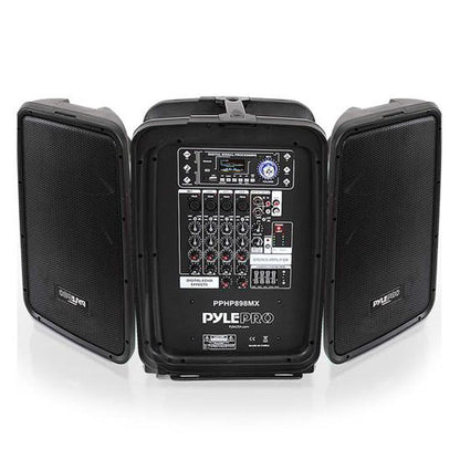 600W 8-Ch Bluetooth PA Speaker Kit, Dual 8" Subwoofers, USB/MP3 Reader