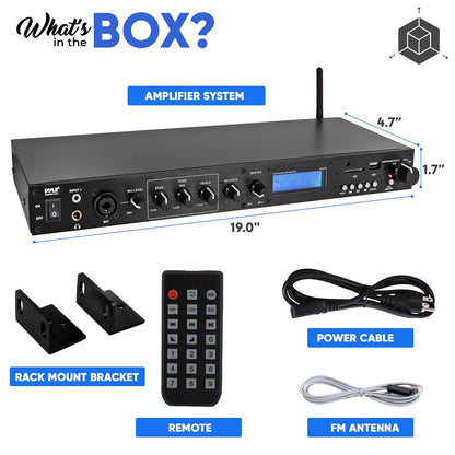 Rack Mount Pre-Amplifier - Bluetooth Streaming, Recording Mode, Metal Panel