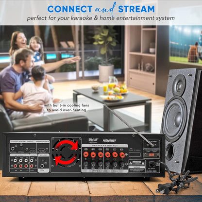 6-Channel Bluetooth Home Amplifier 1600W Wireless Streaming USB Inputs