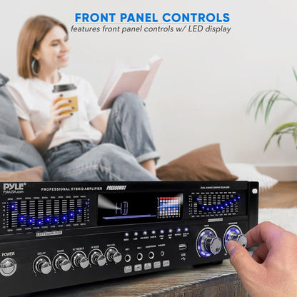 6-Channel Bluetooth Home Amplifier 1600W Wireless Streaming USB Inputs