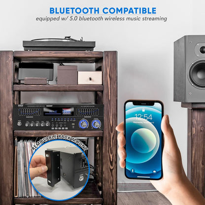 6-Channel Bluetooth Home Amplifier 1600W Wireless Streaming USB Inputs