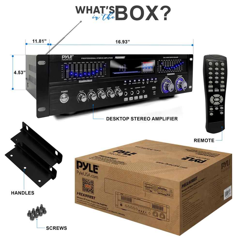 6-Channel Bluetooth Home Amplifier 1600W Wireless Streaming USB Inputs - Thumbnail 3