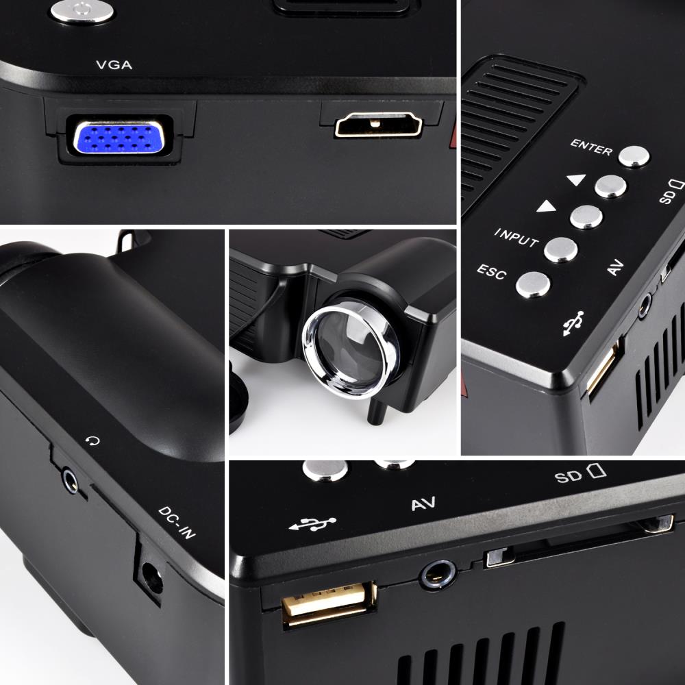 Mini Portable Projector 1080p Support LED Lamp HDMI USB Inputs