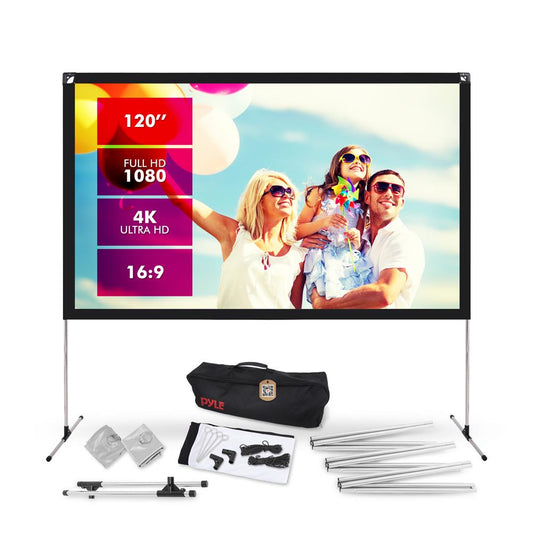 120" Portable Projector Screen, HD 16:9, Wrinkle-Resistant, Matte White