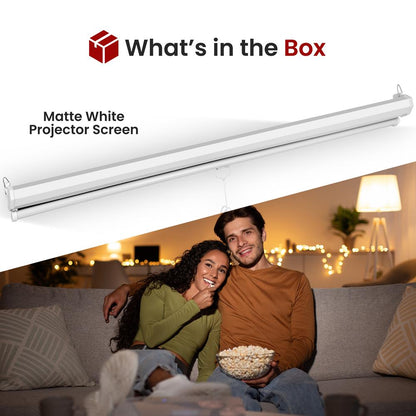 Manual Pull-Down Projector Screen, Clear Image, Matte White, 72-Inch