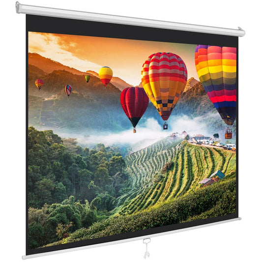 Manual Pull-Down Projector Screen 84" Auto-Lock Matte White