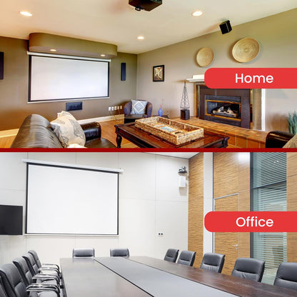 Manual Pull-Down Projector Screen 84" Auto-Lock Matte White