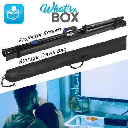 120" Portable Projector Screen - Quick Setup, Matte White, Tripod Stand