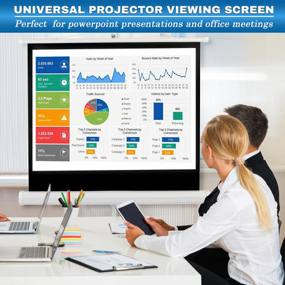 Portable Projector Screen 40" Easy Setup Matte White Tripod Stand