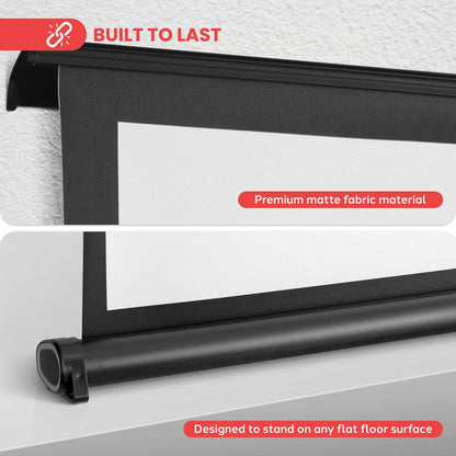 Portable Projector Screen 40" Easy Setup Matte White Display