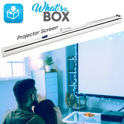 72" Portable Projector Screen, Easy Setup, White Matte Fabric, Tripod Stand
