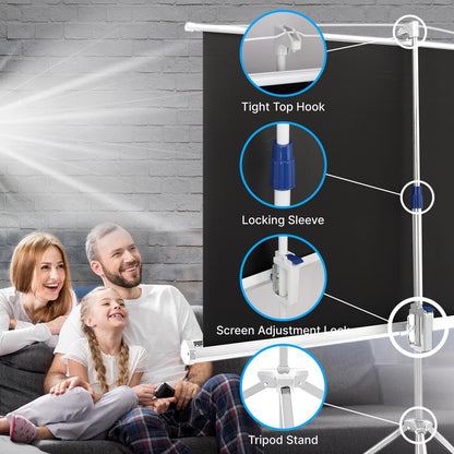 72" Portable Projector Screen, Easy Setup, White Matte Fabric, Tripod Stand