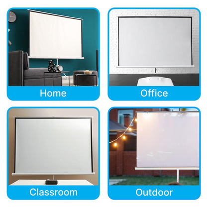 72" Portable Projector Screen, Easy Setup, White Matte Fabric, Tripod Stand