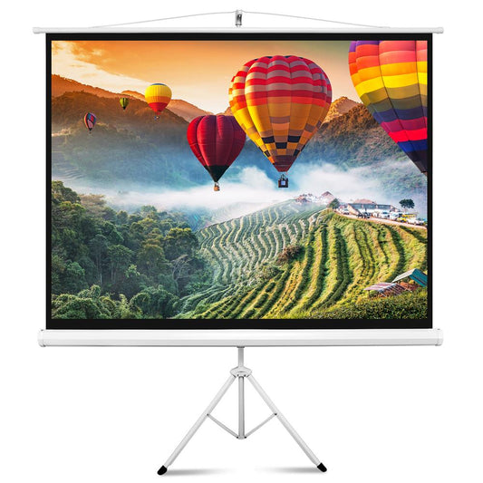 72" Portable Projector Screen, Easy Setup, White Matte Fabric, Tripod Stand