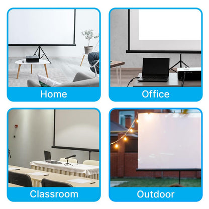80" Portable Projector Screen, Quick Setup, White Matte Surface, 16:9 Ratio