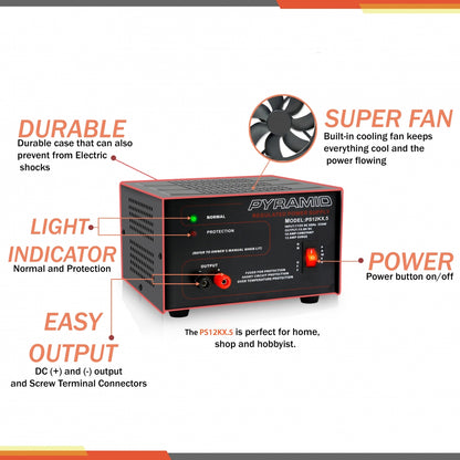 product image number 3 for Pyramid 10 Amp Hobbyist Bench Power Supply