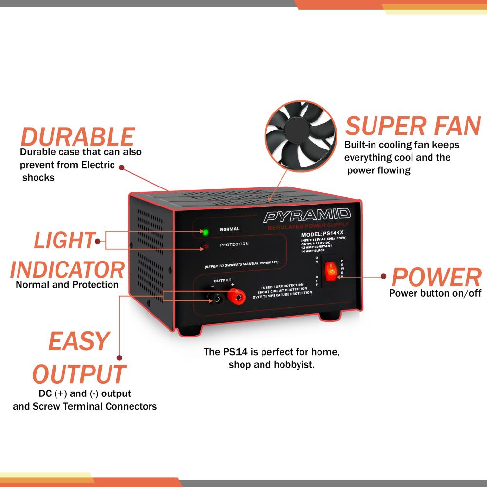 product image number 3 for Pyramid 12 Amp Bench Power Supply