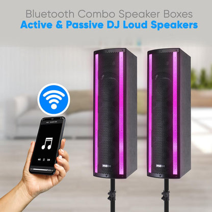 Portable Bluetooth PA Speaker System, 2000W, RGB Lights, Tripod Stand